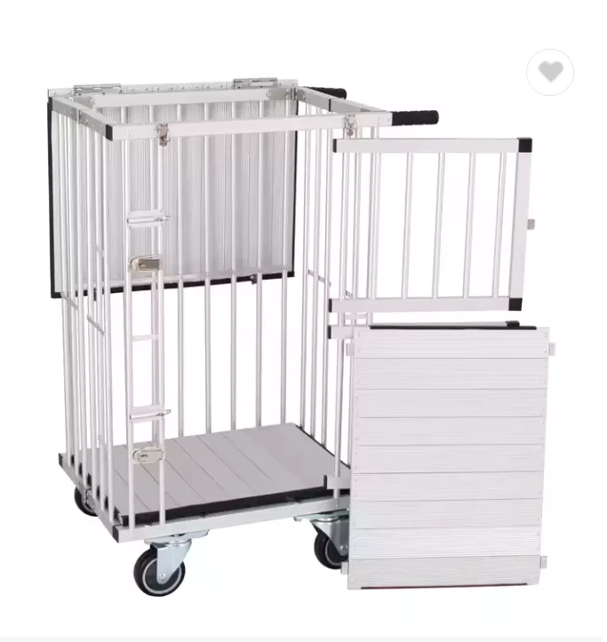 Foldable Aluminum Dog Trolley Handled Pet Cage Small Size Pet Carrier Pet Supplies