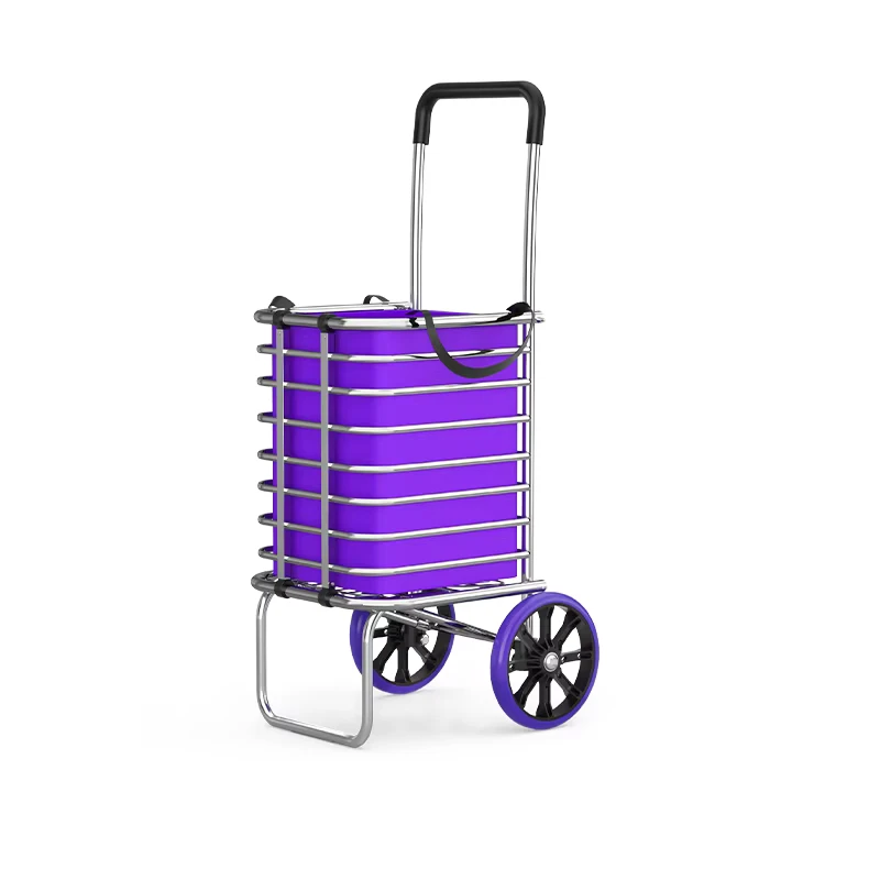 Foldable Aluminum PVC Shopping Trolley 2 Wheels 40KG Capacity Grocery Cart Tools Hard Wearing Easy Storage OEM Lightweight 1.7kg