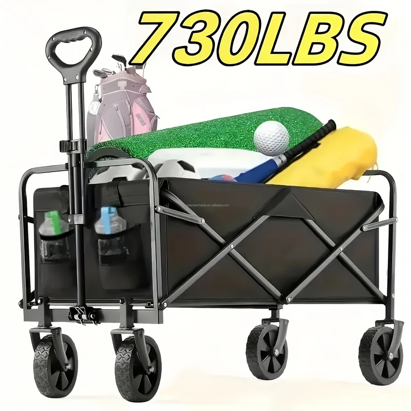 Foldable Beach Trolley Utility Camping Metal Garden Stroller Hand Cart Portable Folding Outdoor Wagon Trolley