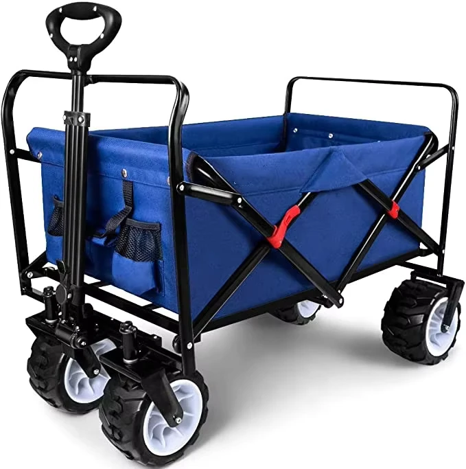 Foldable Camping Hand Pull Cart Outdoor Beach Folding Wagons Transport Unit Wagon Camping Carts