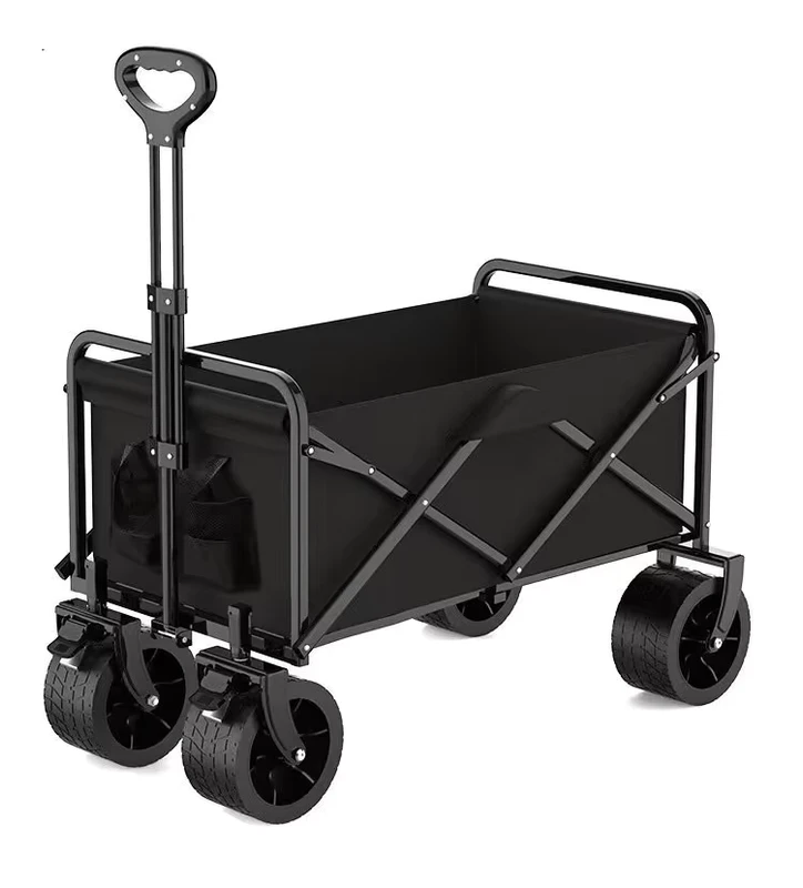 Foldable Camping Wagon Cart Heavy Duty Utility Cart with 4 Wheels Large Capacity for Beach Picnic Grocery Shopping