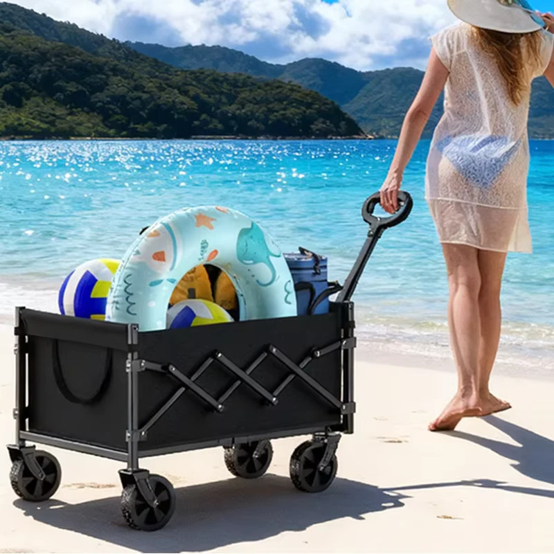 Foldable Camping Wagon Compact Portable Pull along Mini Cart for Outdoor Use Smooth Pull along Design