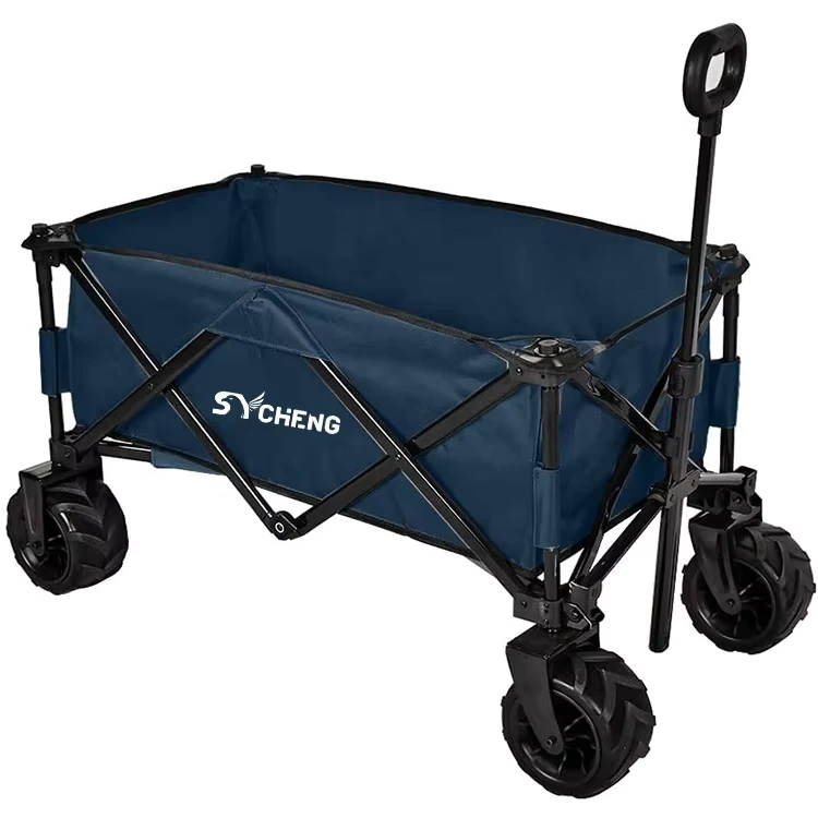 Foldable Chrome Plated Four-Wheel Trolley Utility Wagon Portable Camping Beach Outdoor OEM Customizable