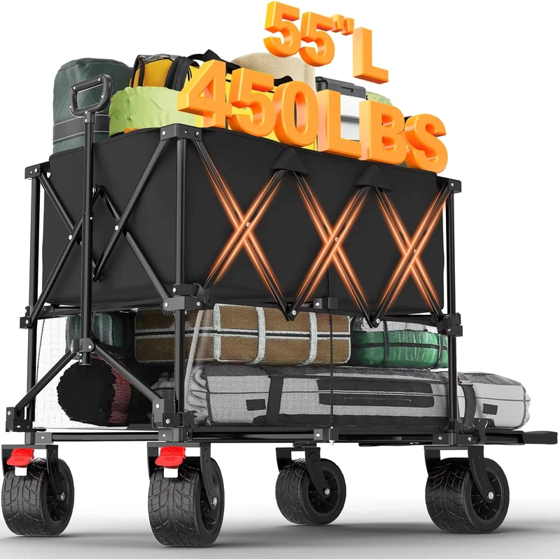 Foldable Collapsible Hand Trolley Carts T Alloy Steel Lightweight Portable Outdoor Platform Camping Cart Camping Grocery