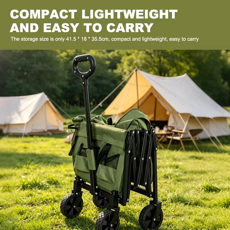Foldable Collapsible Stainless Steel Utility Wagon Cart All Terrain Wheels OEM 200kg Load Capacity Camping Garden Shopping