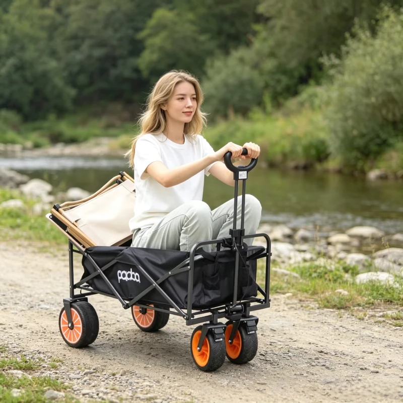 Foldable Electric Camping Cart with Electronic Assist for Outdoor Heavy Goods Shopping & Camping Use OEM Customizable Steel Cart