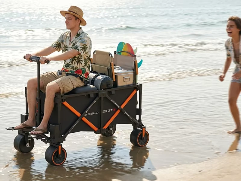 Foldable Electric Wagon High Performance 4WD Shopping Camping Cart Portable Outdoor Beach Trolley Trailer Powerful Battery Tools