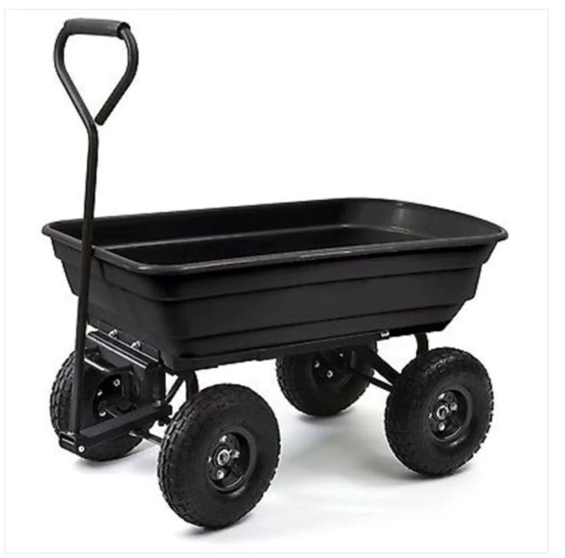 Foldable Enclosed Four Wheel OEM Utility Cart Trolley for Firewood Fertilizer Handling Yard Wagon Lawn Trailer Tractor