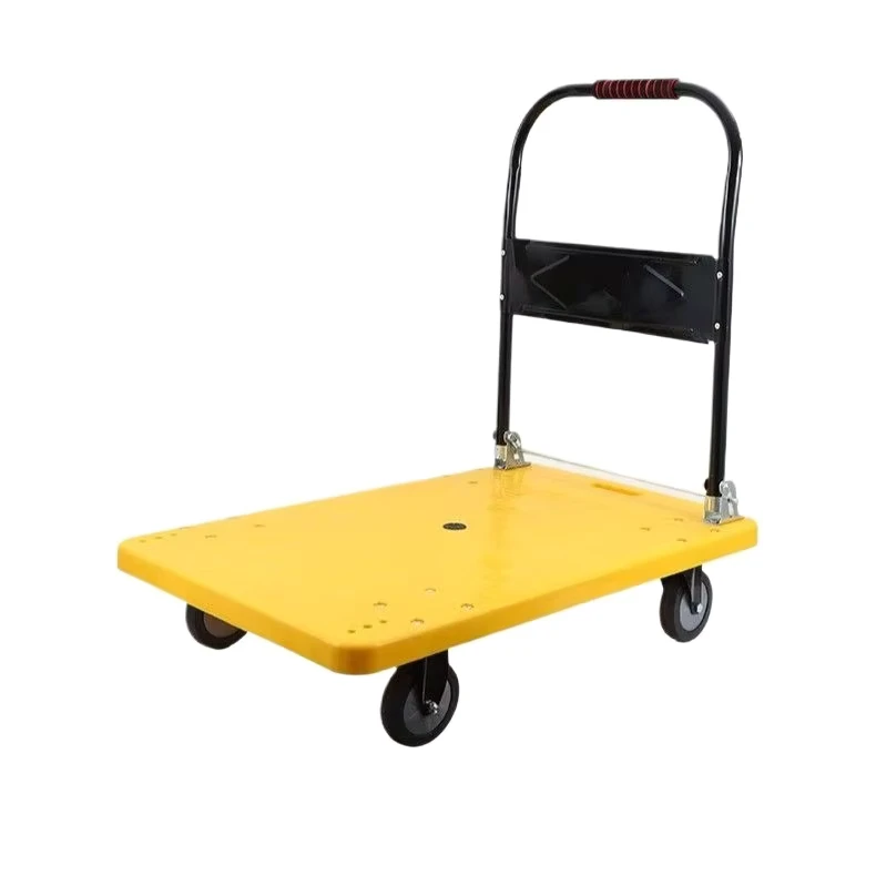 Foldable Four Wheel Industrial Universal Wheel Trolley Convenient Express Silent Flatbed Hand Cart Plastic
