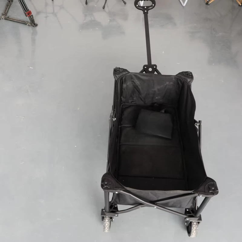 Foldable Four-Wheel Oxford Cloth & Metal Camping Trolley with Storage Platform for Outdoor Travel Hiking Beach Use