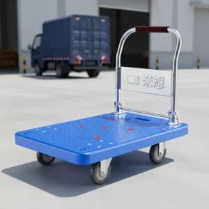 Foldable Four Wheel Plastic Shopping Cart Trolley Tool 300kg Load OEM
