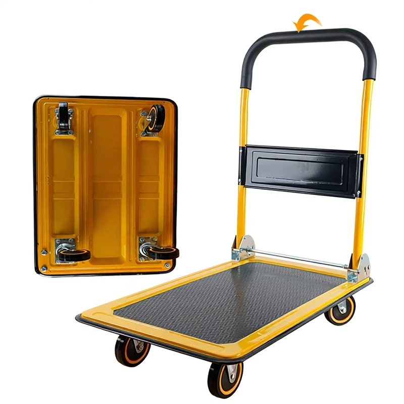 Foldable Four Wheel Steel Shopping Cart PH150 PH300 Platform Trolley 150kg 200kg OEM Industrial Use for Daily Transport