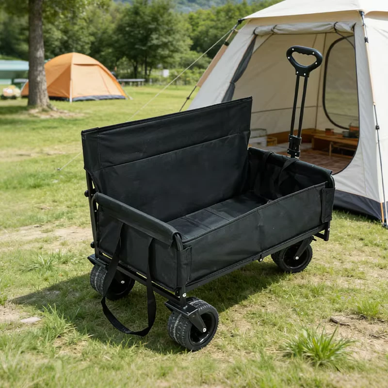 Foldable Four Wheel Trolley Cart with 2 Layer 600D Polyester & Steel Tube Customizable Color Camping Outdoor & Shopping Use