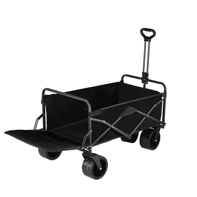 Foldable Four wheel Metal Camping Platform Roll Container Trolley Trailer Outdoor Camp Picnic Folding Hand Stall
