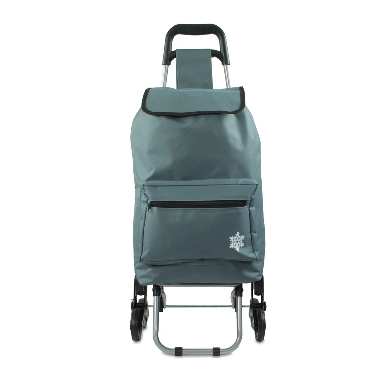 Foldable Hand Trolley Shopping Cart Portable Customized Supermarket 6 Wheels Climbing Steel Aluminum Chrome Plated
