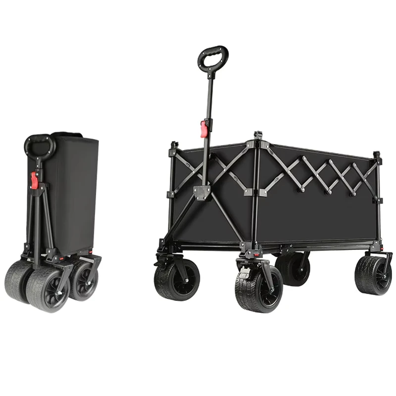 Foldable Heavy Duty Beach Wagon with Large All Terrain Wheels High Load Capacity Portable Outdoor Cart for Camping & Garden