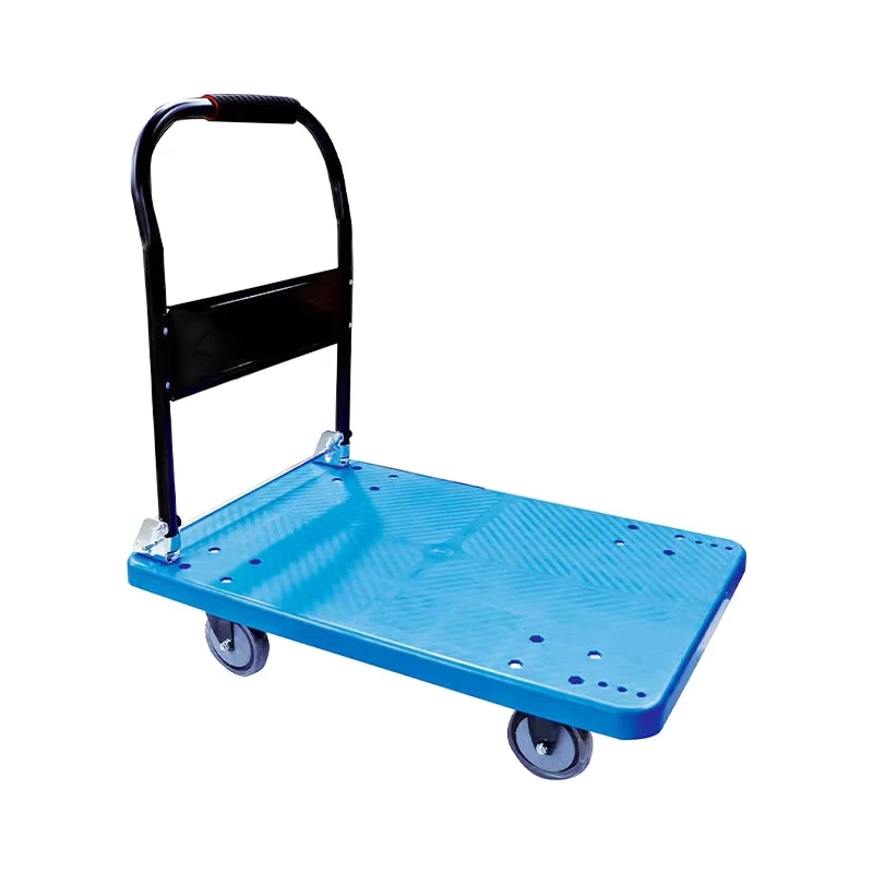 Foldable Heavy Duty Industrial Grade Plastic Plywood Mesh Four Wheel OEM Trailer Trolley Mute Brake Hand Cart 400kg