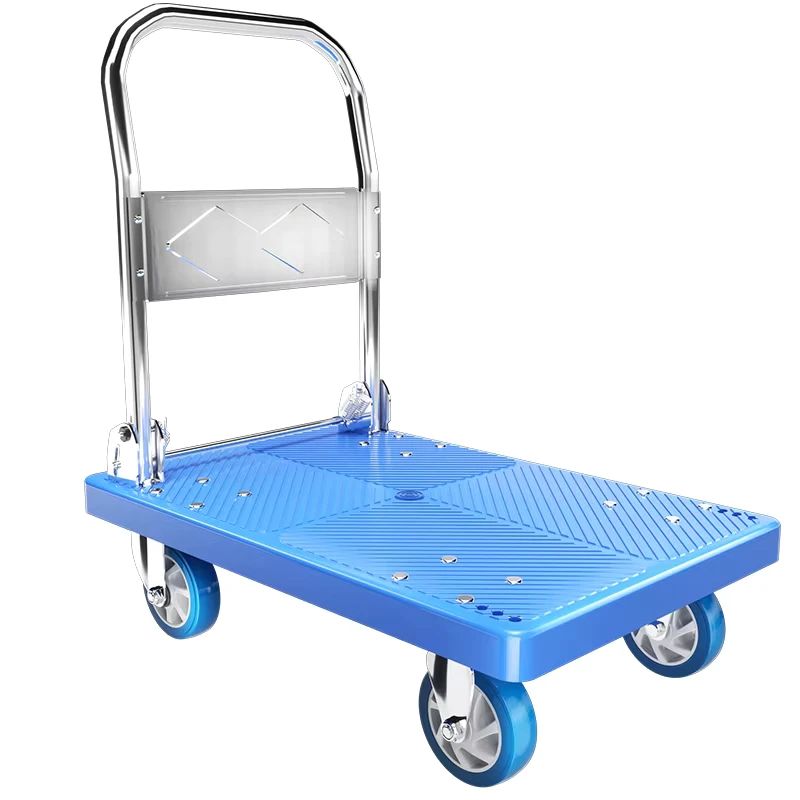 Foldable Heavy Duty Plastic Cargo Trolley Platform Storage 120*70 Collapsible Platform Portable Shopping Tools