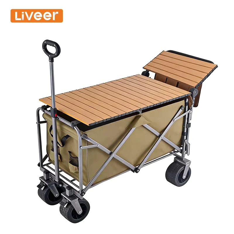 Foldable Industrial All Terrain Camping Wagon Cart Heavy Duty Portable Folding Cart Adjustable Height Table Shopping Tools