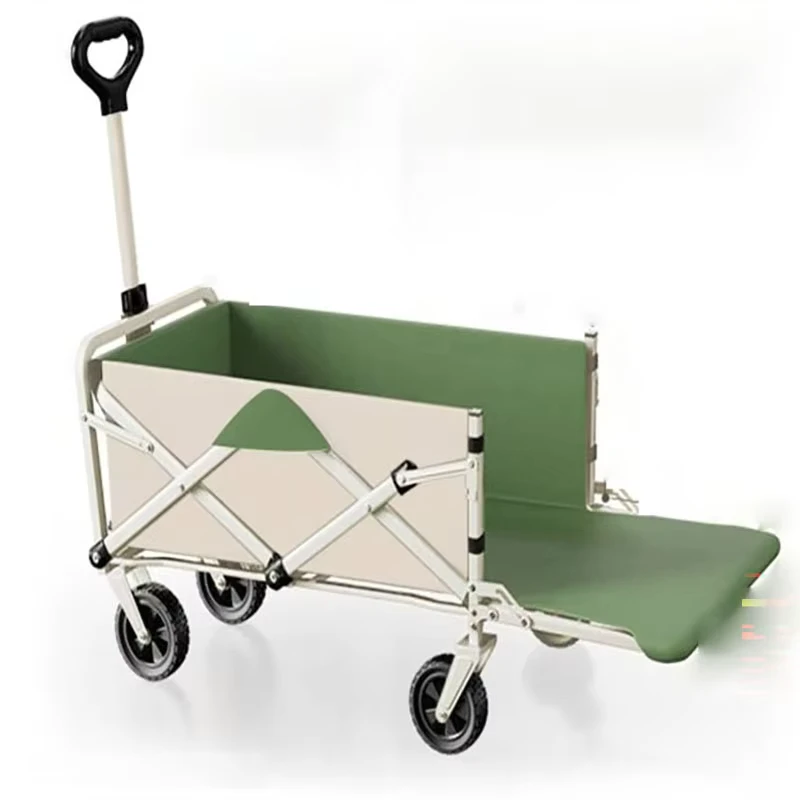 Foldable Lightweight Metal Camping Trailer 5″ Four Wheel Design Converts Compact Shopping Cart Outdoor Travel 100kg Load OEM