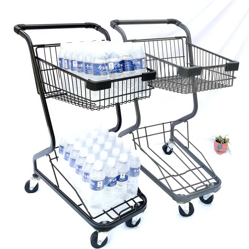 Foldable Mesh Shopping Cart with 5-inch Pu Wheels Supermarket Use Indoor/Outdoor Convenience