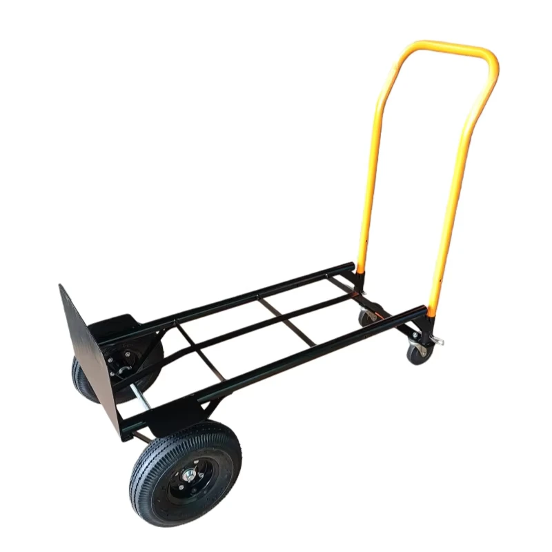 Foldable Metal Hand Trolley Truck Cart Solid Rubber Wheel Tools Transportation Warehouse Use Shopping Cart