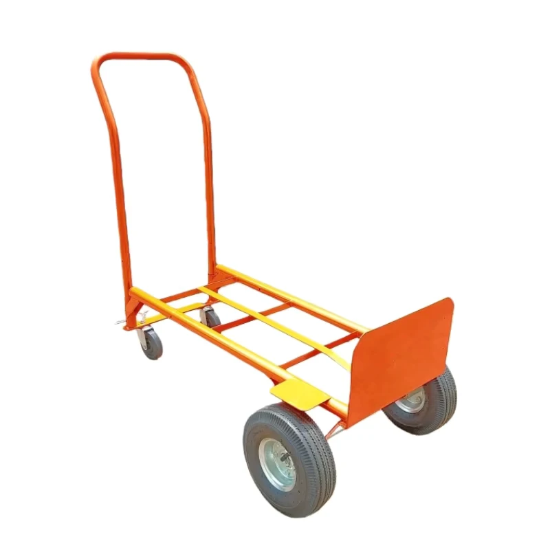 Foldable Metal Hand Truck Trolley 200kgs Heavy Duty Cart Solid Rubber Wheel Tools Transportation Warehouse Use Shopping Carts