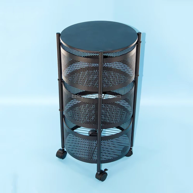 Foldable Metal Rolling Storage Cart Utility Trolley for Kitchen Bathroom or Living Room for Food Tools Vegetable Storage