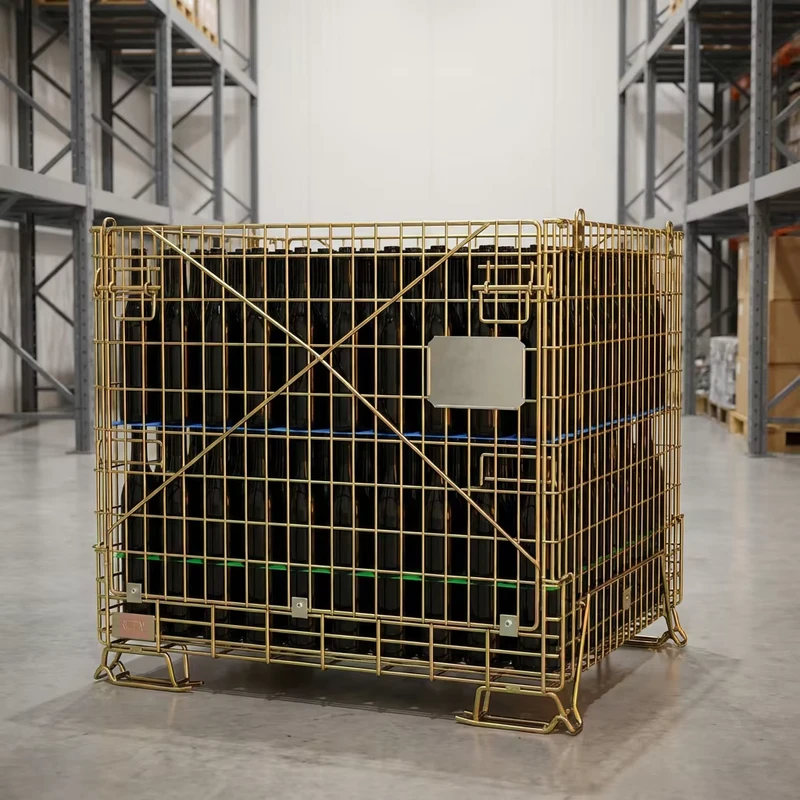 Foldable Mild Steel Storage Cage Container Pallet Zinc Galvanized Surface 1000kg Capacity for Efficient Transport OEM