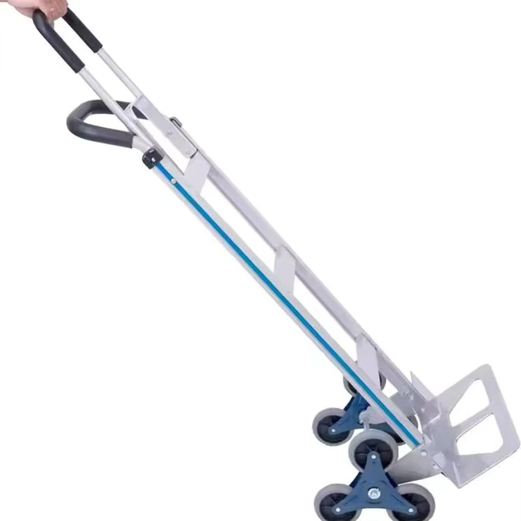 Foldable Multi Function Aluminium Luggage Trolley 6 Wheels Climbing Stairs Hand Truck for Ariport Supermarket Warehouse