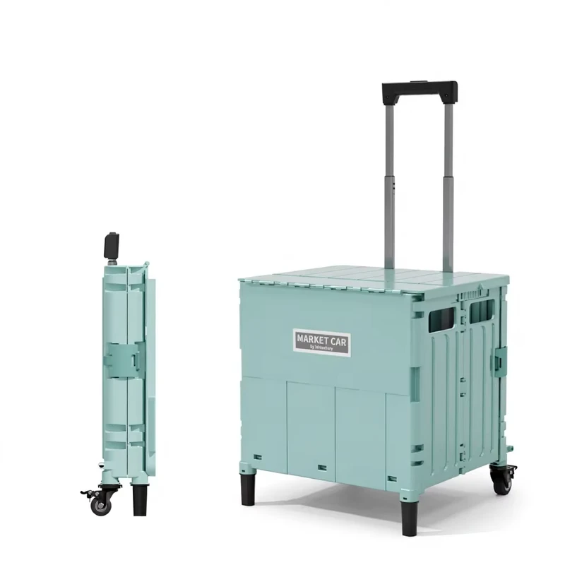 Foldable Multi functional Shopping Cart PP Material Eco Friendly Easy Cleaning Kitchen Storage Food Container Trolley