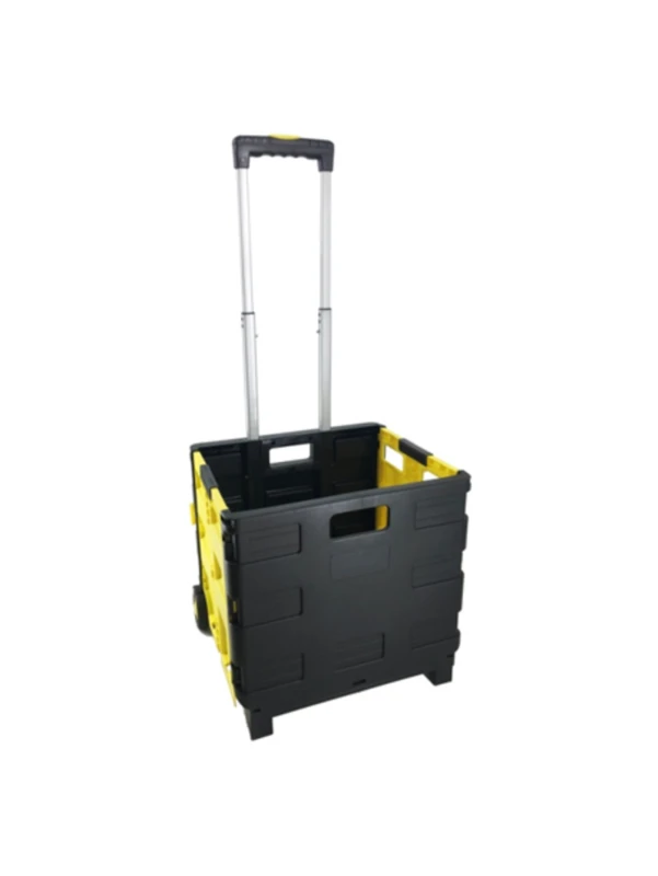 Foldable Multi functional Vehicle Portable Rolling Crate Trolley Shopping Cart Foldable Toolbox with Lid Basket on 2 Wheels