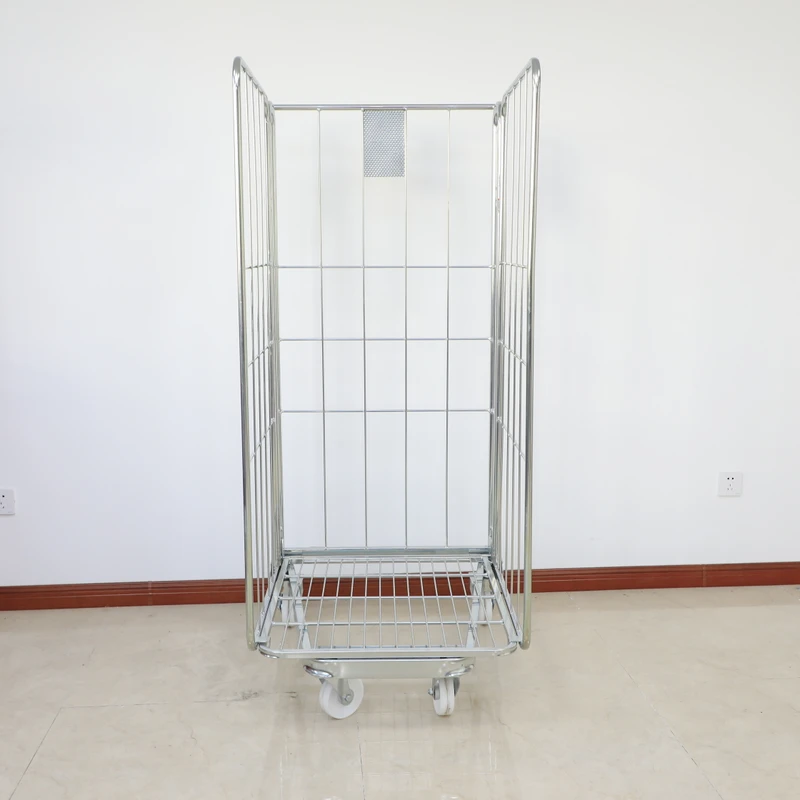 Foldable Nestable Steel Roll Pallets Hand Truck Trolley Logistic Equipment 500kg Capacity Powder Coated