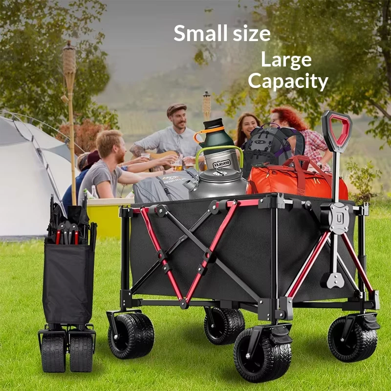 Foldable Outdoor Camping Wagon with Gathering Design Large Camp Trailer Picnic Trolley Handcart for Vendors