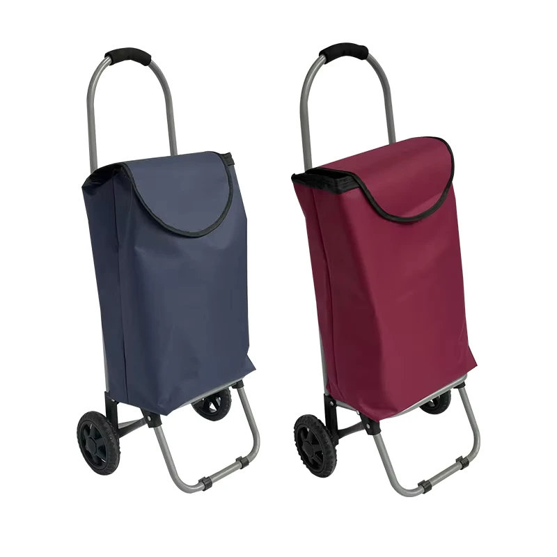 Foldable Oxford Cloth Shopping Trolley Waterproof Collapsible Grocery Cart with 2 Wheels for Seniors
