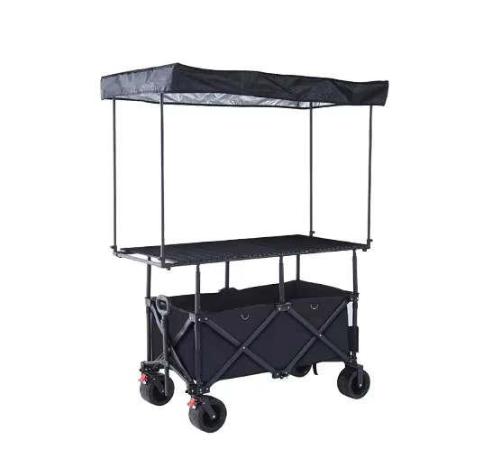 Foldable Oxford Cloth Wagon with Large Capacity Collapsible Utility Garden Cart Big All Terrain Wheels Drink Holders Shopping