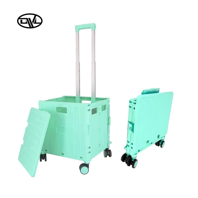 Foldable PP Travel Luggage Shopping Cart Portable Supermarket Trolley Wheels for Household Use Stylish Folding Design