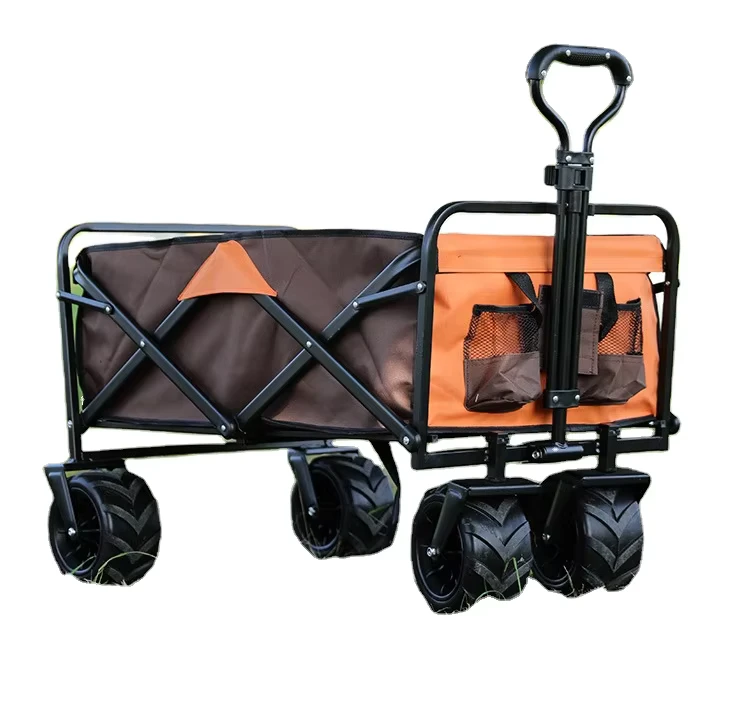 Foldable Picnic Camping Kids Wagon Portable Beach Trolley Cart Collapsible Folding Utility Cart Wagon for Outdoor Garden