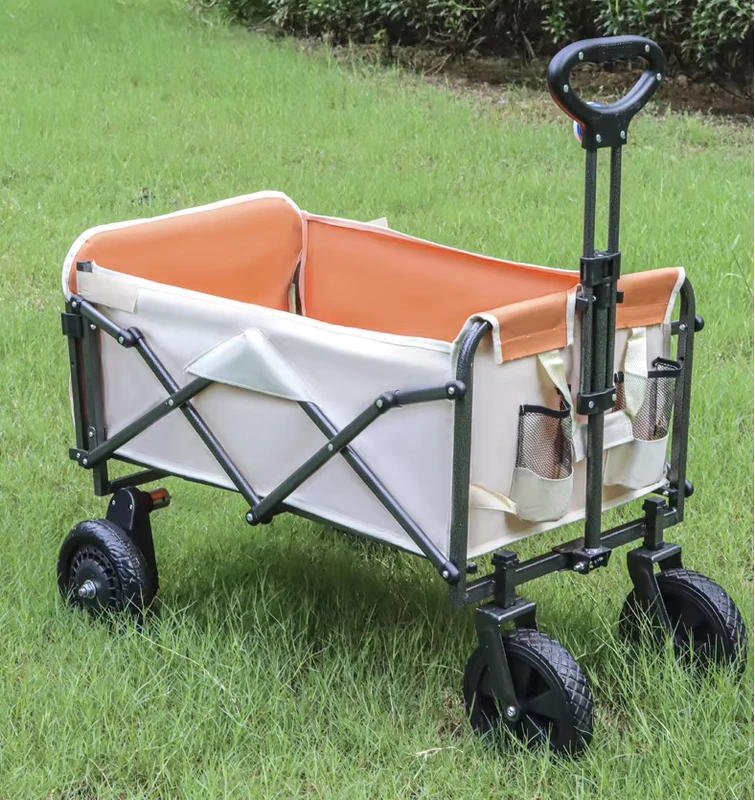 Foldable Picnic Camping Wagon Electric Camping Cart Lithium Battery Collapsible Folding Beach Utility Cart Trolley Wagon