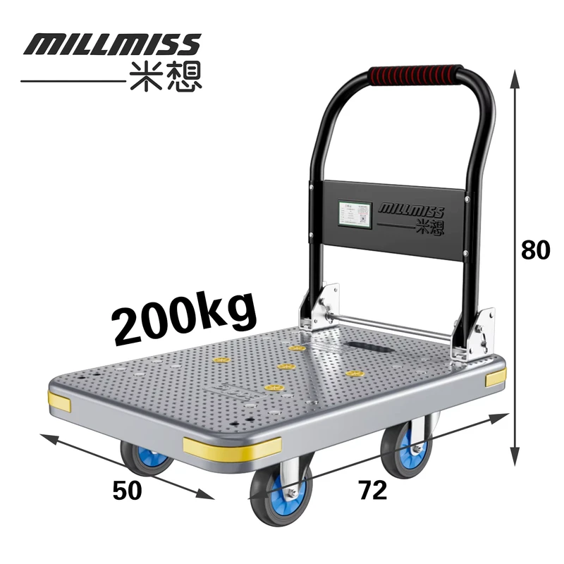 Foldable Platform Trolley Shopping Cart Travel Cart with 4-Wheel Trolley Handle Dolly Trailer and OEM Support for Customization