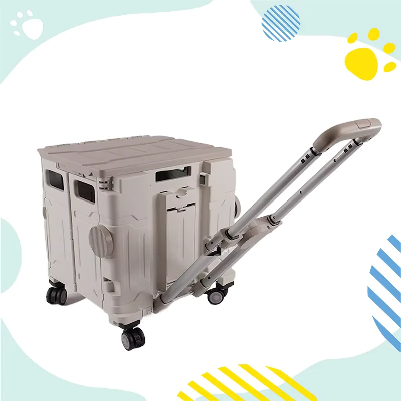 Foldable Portable Large Capacity Fishing Utility Outdoor Camping Storage Bin Boxes Cart
