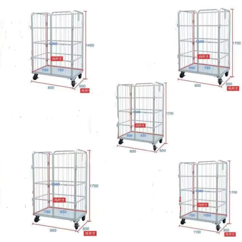 Foldable Powder Coating Roll Container Logistics Trolley Transport Carts Roll Cages for Warehouse Supermarket