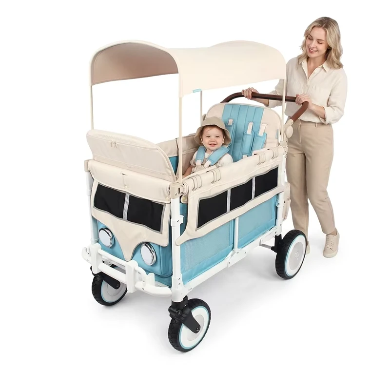 Foldable Shock absorbing Child Camping Cart with Adjustable Backrest for Kids