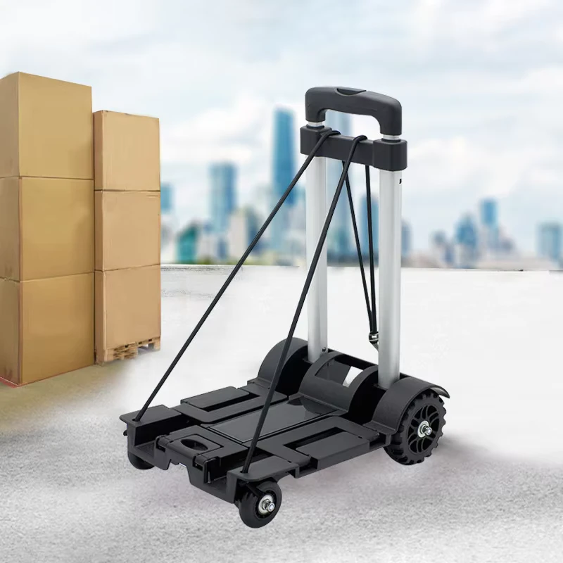 Foldable Shopping Aluminium Alloy Cart Collapsible Luggage Trolley Portable Utility Dolly Heavy Duty for Moving Travel L006