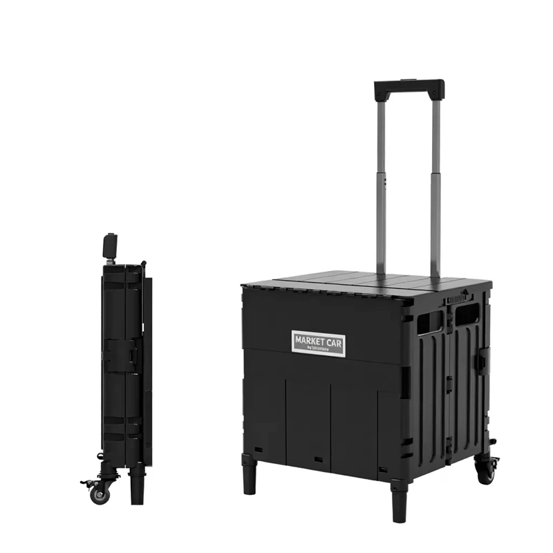Foldable Shopping Cart Food Container with Telescopic Handle PP Material Eco Friendly Kitchen Storage Box