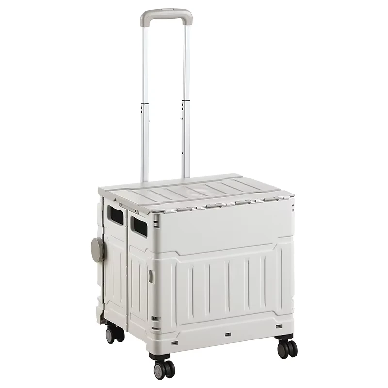 Foldable Shopping Cart Home Utility Trolley Pull-Along Trailer for Grocery Shopping and Package Pickup