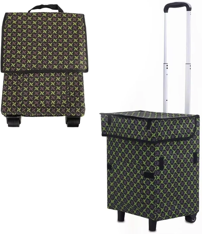 Foldable Shopping Trolley Cart With Wheels Oxford Trolley Bag for Groceries Elder Home Handling Small Cargo Transportation