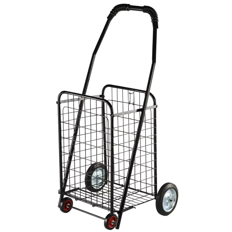 Foldable Shopping Trolley Metal Lightweight Light Metal Grocery Cart for Stairs and Curbs