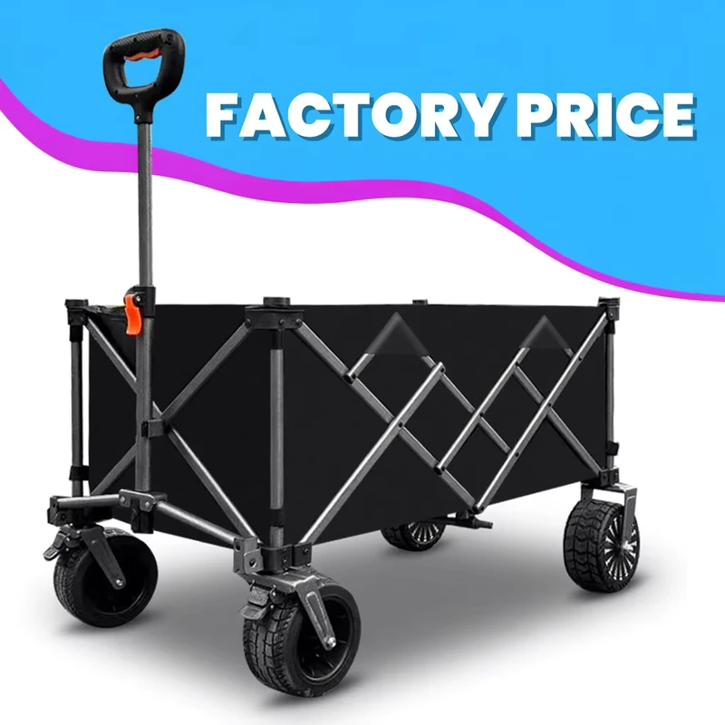 Foldable Stainless Steel Platform Picnic Wagon Lithium Battery Collapsible Folding Beach Utility Cart Trolley Wagon Tools