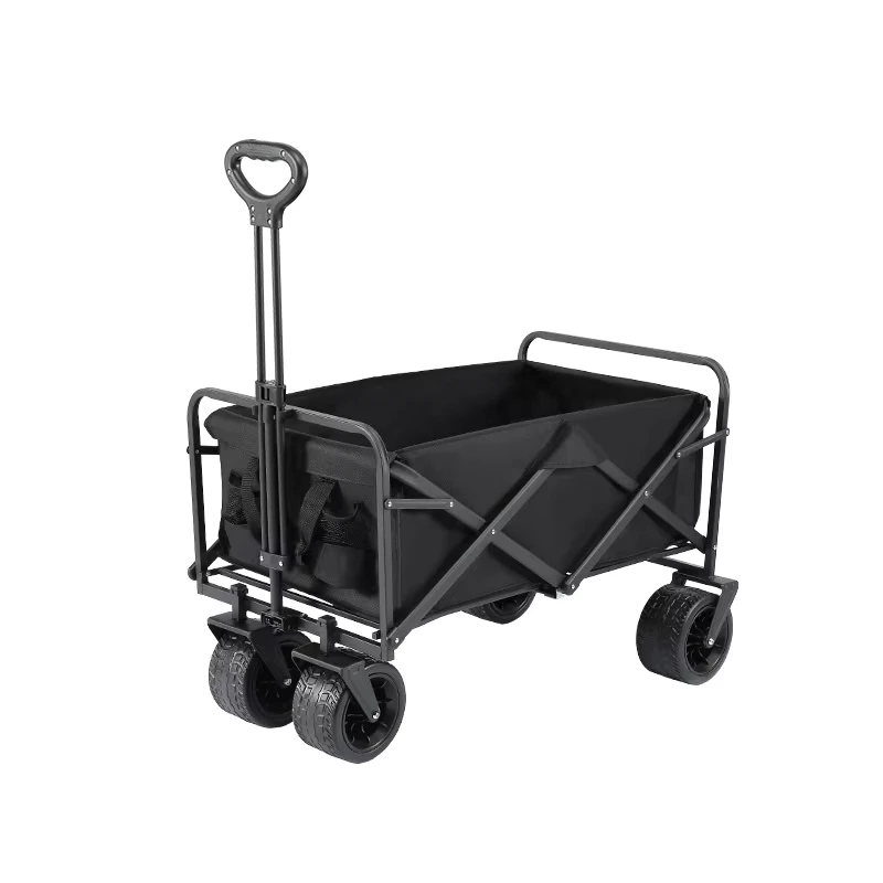 Foldable Steel Frame Trolley Collapsible Utility Cart for Camping Shopping & Tools Storage with 150kg Load Capacity